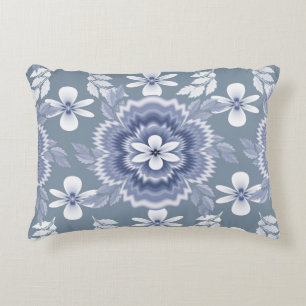 Blauw Wit Kleur Bloem Patroon Accent Kussen