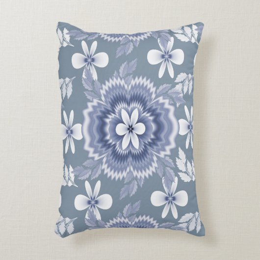 Blauw Wit Kleur Bloem Patroon Accent Kussen (Voorkant(Verticaal))