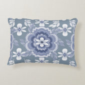 Blauw Wit Kleur Bloem Patroon Accent Kussen (Achterkant)