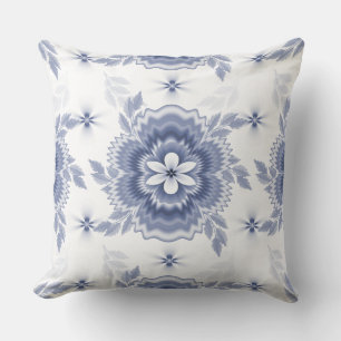 Blauw Wit Kleur Bloem Patroon Kussen