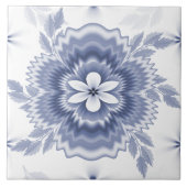 Blauw Wit Kleur Bloem Patroon Tegeltje (Voorkant)