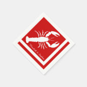 Blauw | Wit Kleur Geblokkeerde Lobster Monogram | Servetten (Hoek)