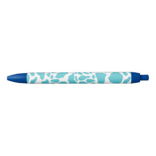 Blauw & Wit Koe Vlekken Dier Print Patroon Blauwe Inkt Pen