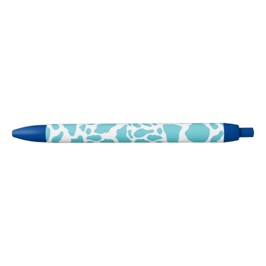 Blauw & Wit Koe Vlekken Dier Print Patroon Blauwe Inkt Pen (Voorkant)
