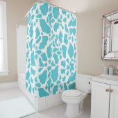 Blauw & Wit Koe Vlekken Dier Print Patroon Douchegordijn (In situ)