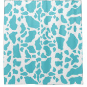 Blauw & Wit Koe Vlekken Dier Print Patroon Douchegordijn (Voorkant)