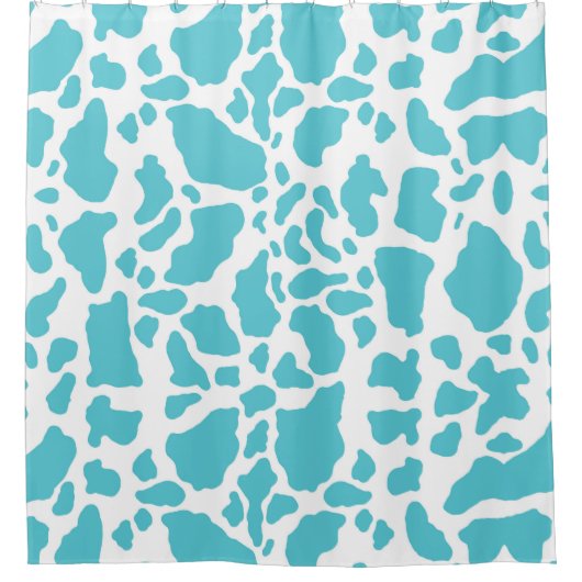 Blauw & Wit Koe Vlekken Dier Print Patroon Douchegordijn (Voorkant)