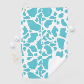 Blauw & Wit Koe Vlekken Dier Print Patroon Golfhanddoek (Insitu)