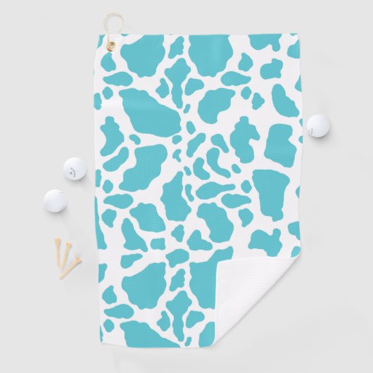 Blauw & Wit Koe Vlekken Dier Print Patroon Golfhanddoek (Insitu)