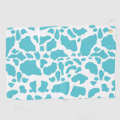 Blauw & Wit Koe Vlekken Dier Print Patroon Golfhanddoek (Horizontaal)