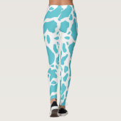 Blauw & Wit Koe Vlekken Dier Print Patroon Leggings (Achterkant)