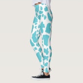 Blauw & Wit Koe Vlekken Dier Print Patroon Leggings (Links)