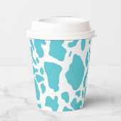 Blauw & Wit Koe Vlekken Dier Print Patroon Papieren Bekers (Achterkant)