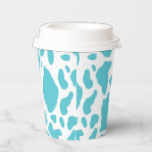 Blauw & Wit Koe Vlekken Dier Print Patroon Papieren Bekers (Rechts)