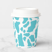 Blauw & Wit Koe Vlekken Dier Print Patroon Papieren Bekers (Voorkant)