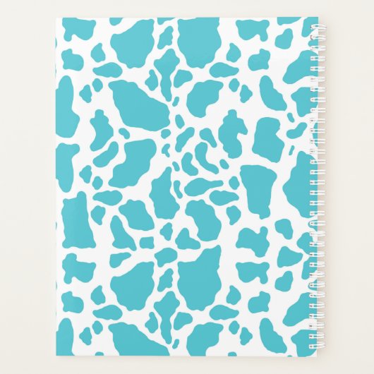 Blauw & Wit Koe Vlekken Dier Print Patroon Planner (Achterkant)