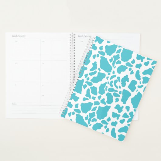 Blauw & Wit Koe Vlekken Dier Print Patroon Planner (Display)