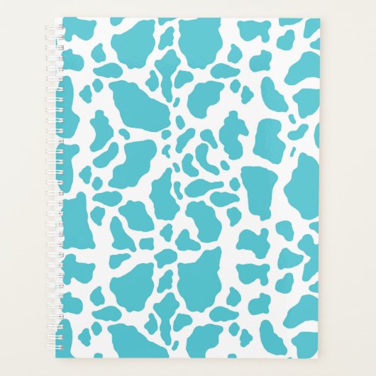 Blauw & Wit Koe Vlekken Dier Print Patroon Planner (Voorkant)