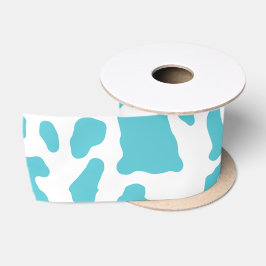 Blauw & Wit Koe Vlekken Dier Print Patroon Satijnen Lint