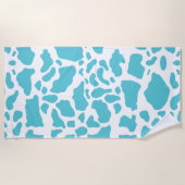 Blauw & Wit Koe Vlekken Dier Print Patroon Strandlaken (Voorkant)