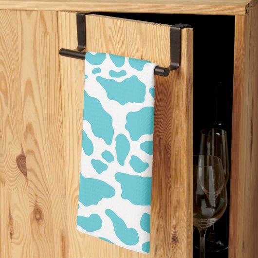 Blauw & Wit Koe Vlekken Dier Print Patroon Theedoek (Derde Gevouwen)
