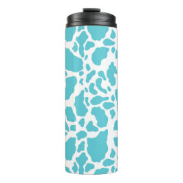 Blauw & Wit Koe Vlekken Dier Print Patroon Thermosbeker