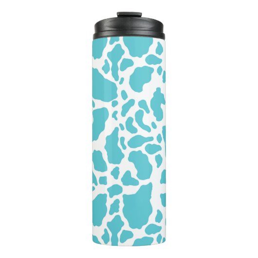 Blauw & Wit Koe Vlekken Dier Print Patroon Thermosbeker (Voorkant)