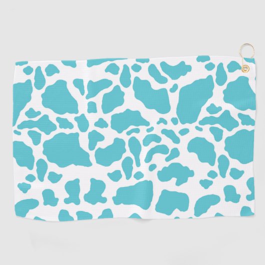 Blauw & Wit Koeienvlekken Dierenprint Patroon Golfhanddoek (Horizontaal)