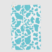 Blauw & Wit Koeienvlekken Dierenprint Patroon Golfhanddoek (Voorkant)