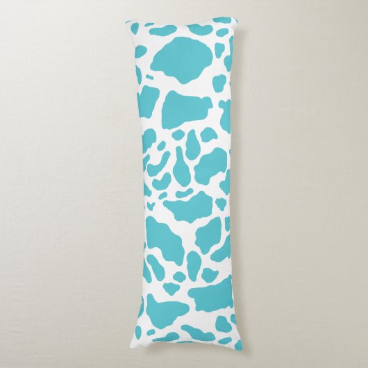 Blauw & Wit Koeienvlekken Dierenprint Patroon Lichaamskussen (Voorkant Verticaal)