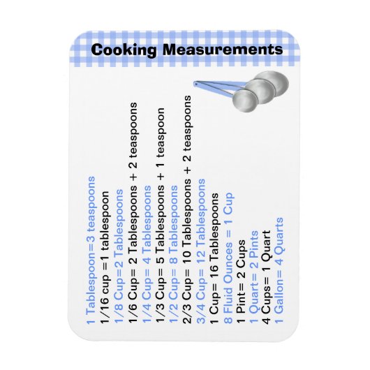Blauw & Wit Koken Maattabel Magneet (Verticaal)