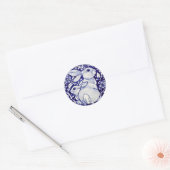 Blauw Wit Konijn Baby Bloemen Sticker Dedham Navy (Envelop)