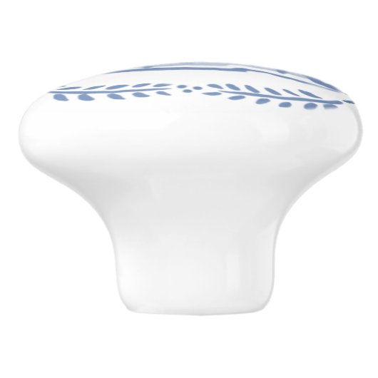 blauw wit konijn Delft Dedham Rustige Kunst Keramische Knop (Zijkant)