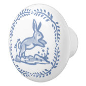  blauw wit konijn Delft Dedham Rustige Kunst Keramische Knop (Rechts)