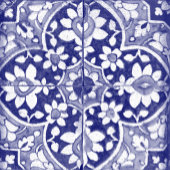 Blauw Wit Konijn Uniek Tegel Patroon Wandkleed