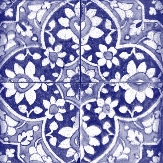 Blauw Wit Konijn Uniek Tegel Patroon Wandkleed