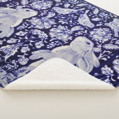 Blauw & Wit Konijn Vogel Bossen Marine Bloemen Kun Sherpa Deken (3/4)