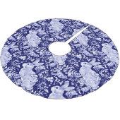Blauw & Wit Konijn Vogel Kerst Elegant Delft Kerstboom Rok (Gekanteld)