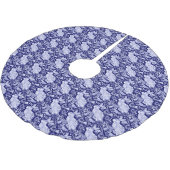 Blauw & Wit Konijn Vogel Kerstmis Elegant Patroon Kerstboom Rok (Gekanteld)