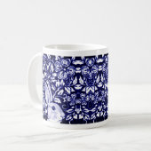 Blauw & Wit Konijnenkonijn Chinoiserie Bloemen Gra Koffiemok (Voorkant links)