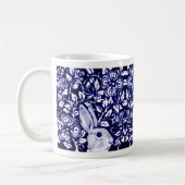 Blauw & Wit Konijnenkonijn Chinoiserie Bloemen Gra Koffiemok (Links)
