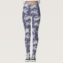 Blauw-wit konijnenontwerper Leggings