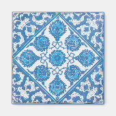 Blauw Wit  Korenbloem Art Tegel Magnet (Voorkant)