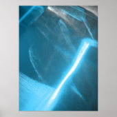 Blauw wit koud licht op Abstract glas Poster (Voorkant)