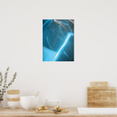 Blauw wit koud licht op Abstract glas Poster (Keuken)