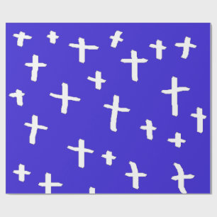 blauw wit kruis cadeaupapier