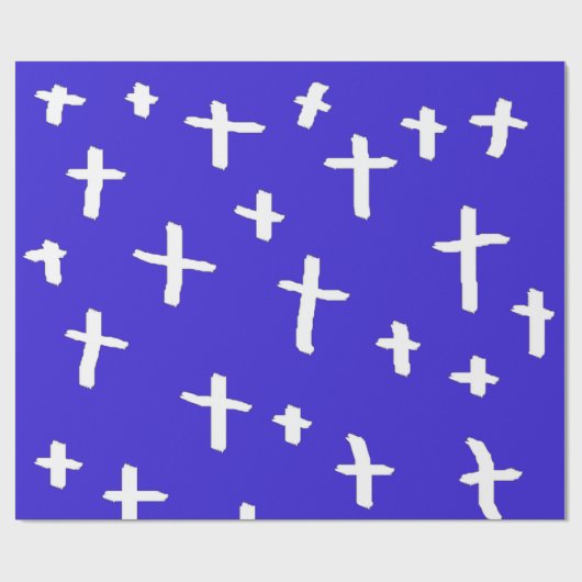 blauw wit kruis cadeaupapier (Vlak)