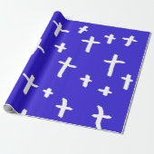 blauw wit kruis cadeaupapier (Uitgerold)