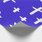blauw wit kruis cadeaupapier (Hoek)