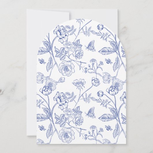 Blauw & Wit Kruis Heilig Doopsel Bloemenvlinders Kaart (Achterkant)